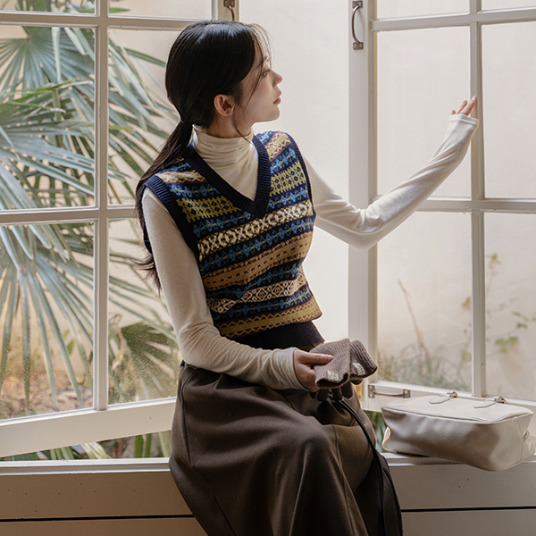 아일 Wool Nordic Knit Vest