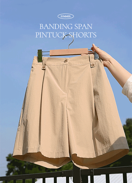 Linen Banding Span Pintuck Shorts Korea