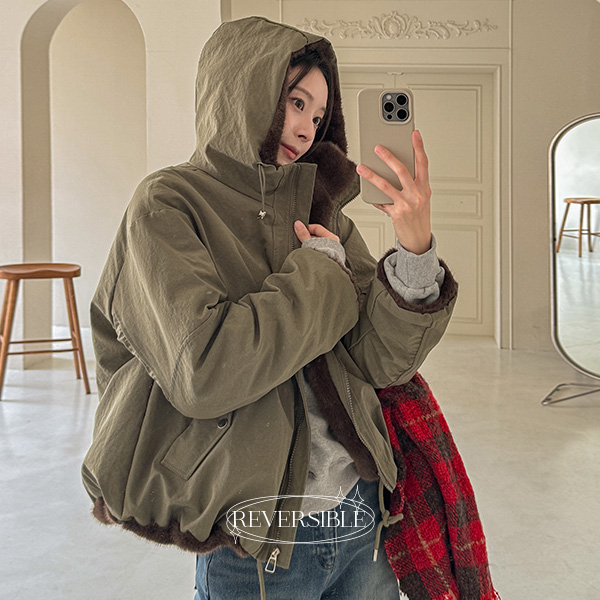 Reversible Fake Fur Hood Safari Jumper