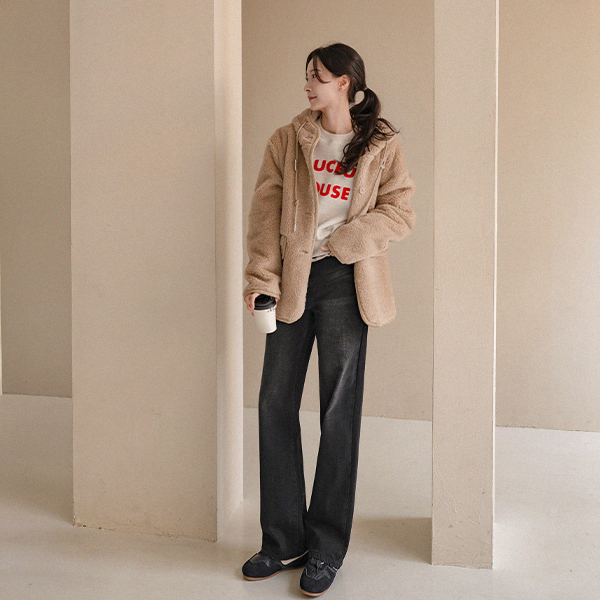 [Special Sale] K-Wide Wide fleece lined Denim Pants