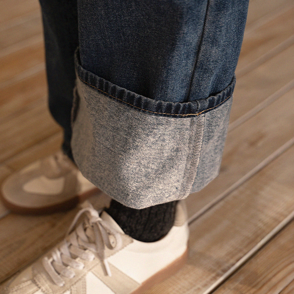 [Special Sale] K-Wide Wide fleece lined Denim Pants
