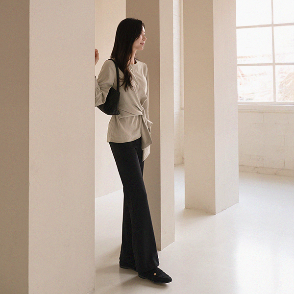 Shooming Suede Waist Tie Blouse