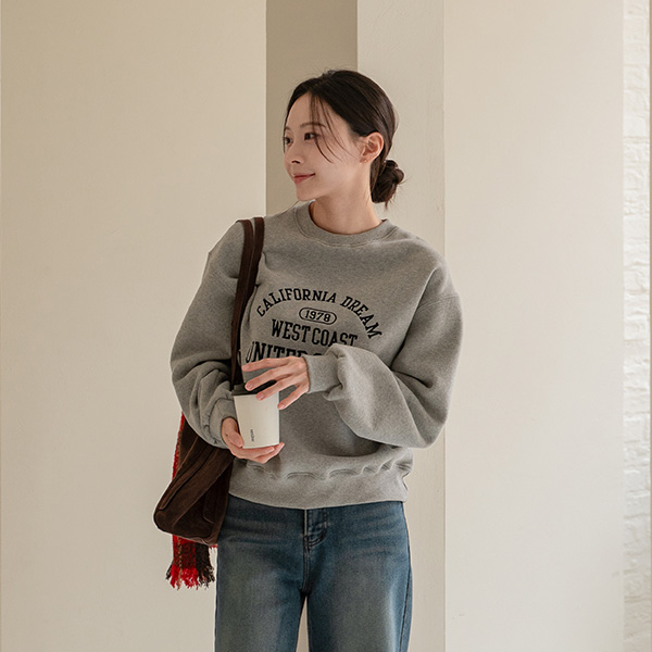 California Double-sided Fleece Lined Embroidery Sweatshirt