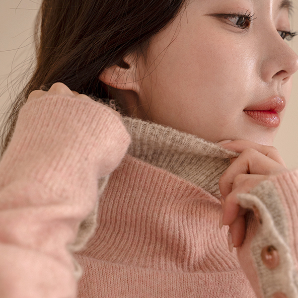 Wool color combination Turtleneck Knitwear