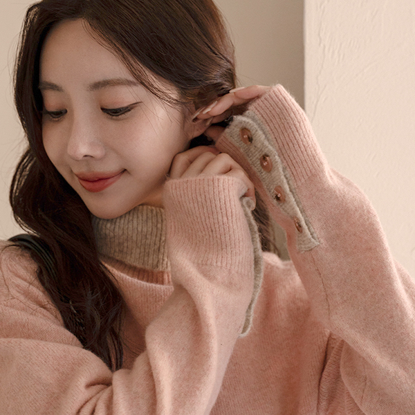 Wool color combination Turtleneck Knitwear