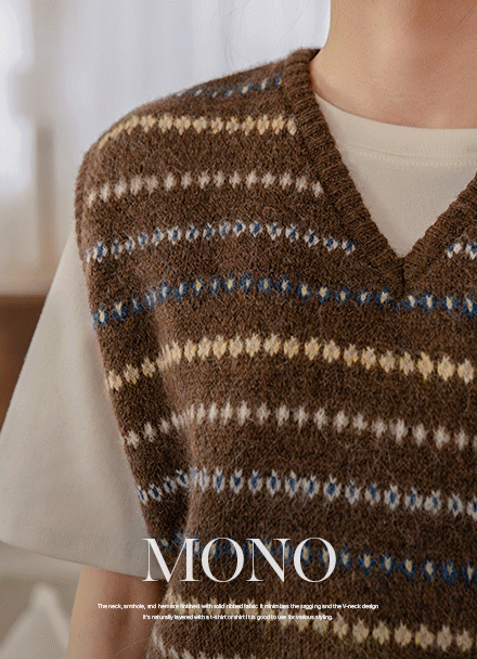 모노 자가드 Wool Knit Vest Korea