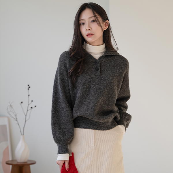 Ash Collar Neck Wool Knitwear