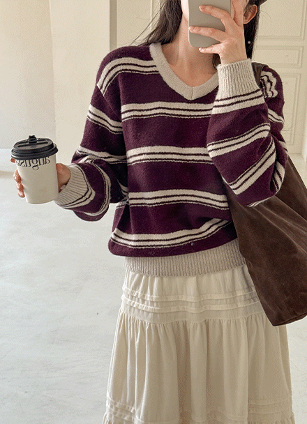 선데이 Stripe Wool v Knitwear Korea