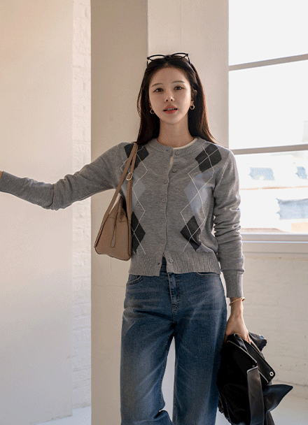 Muse Wool Round Argyll Cardigan Korea