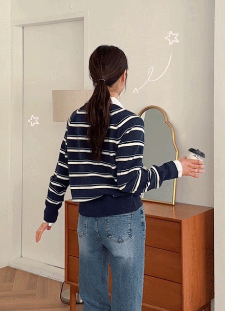 Stripe Knitwear Cardigan Korea