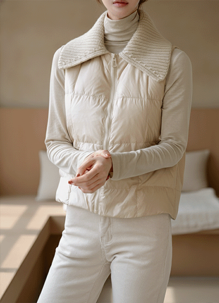 Knit collar down Padding Vest Korea