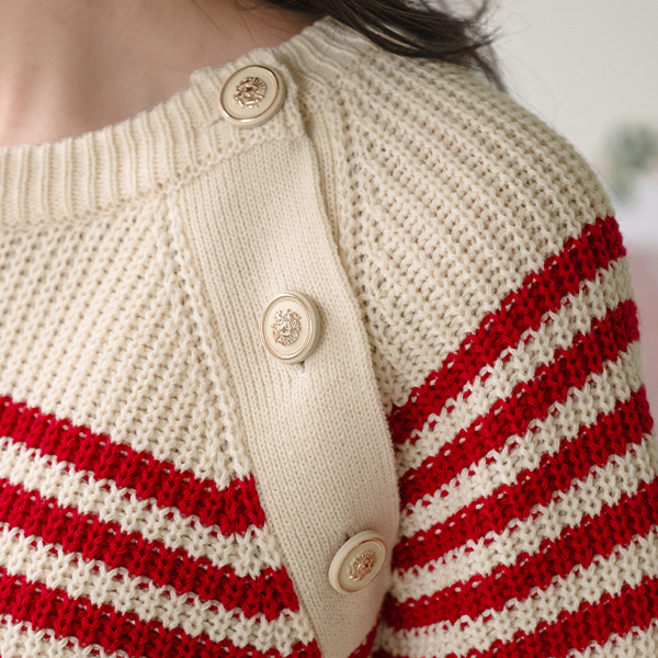 And horizontal striped Button Knitwear