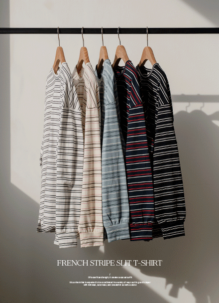 French Stripe Slit T-shirt Korea