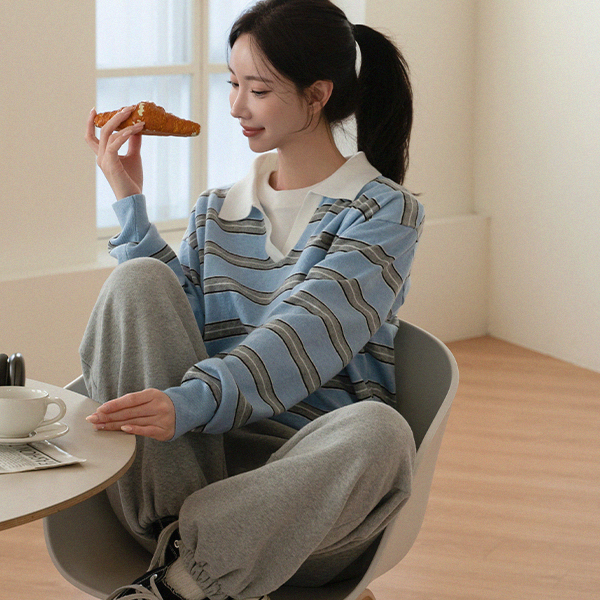 Hopes Horizontal Striped Collar Knitwear