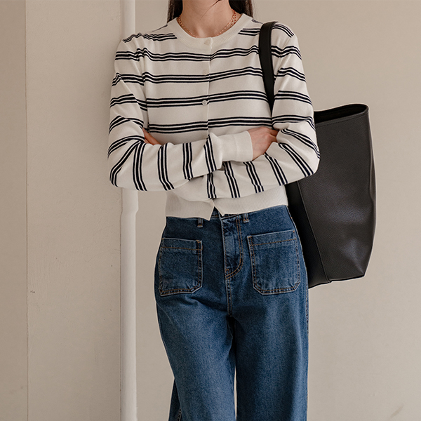 Spring Horizontal Striped Pastel Cardigan