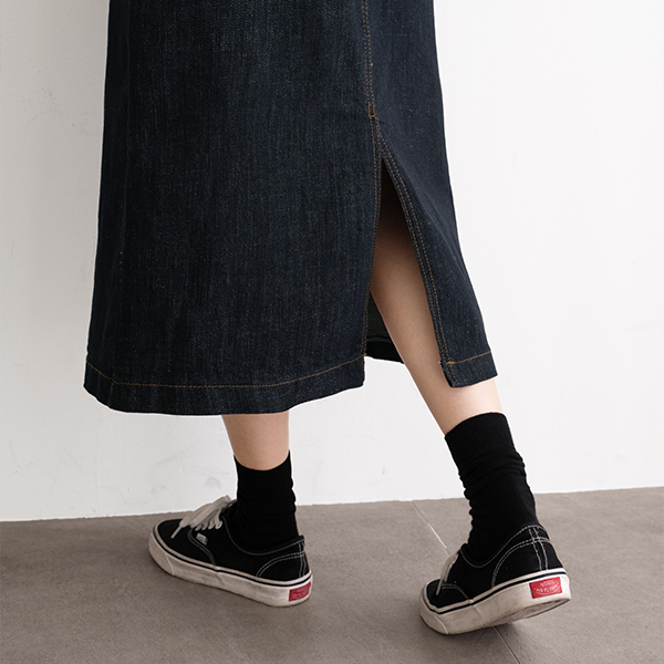 Perfect Denim Skirt (Raw Denim Pocket) (Non fade)