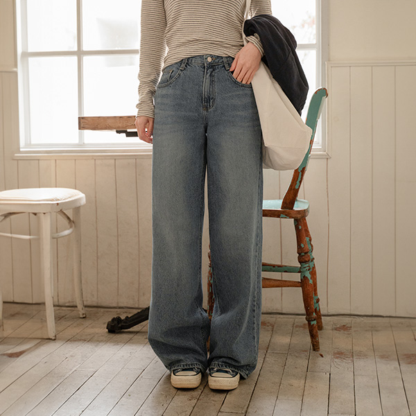 White Labels Straight Wide Denim Pants