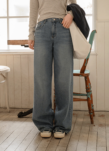 White Labels Straight Wide Denim Pants Korea