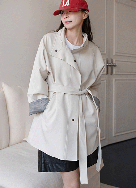 Eiffel Check Color Matching Block Half Jacket Korea