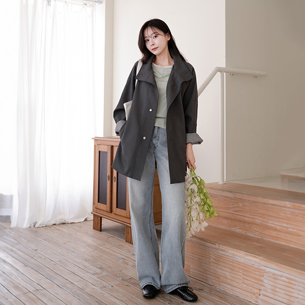 Eiffel Check Color Matching Block Half Jacket