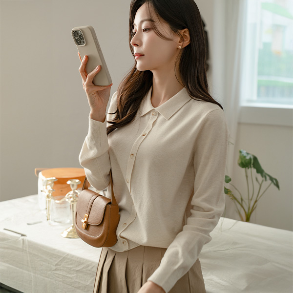 [valyou] 리인 버튼 Collar Knitwear