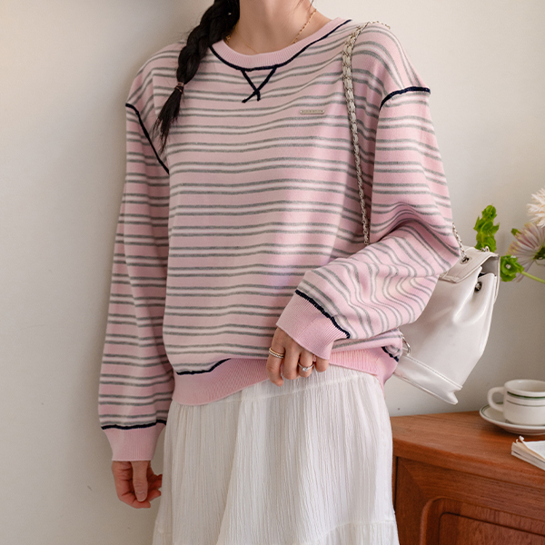 Stripe Color Matching Stitch Knitwear