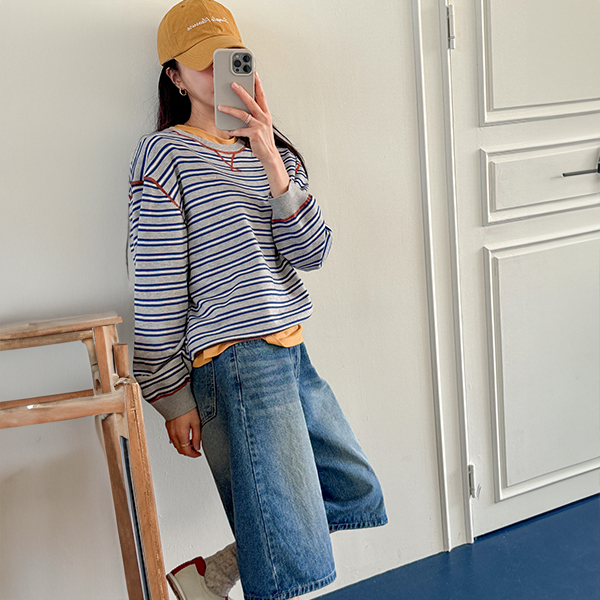 Stripe Color Matching Stitch Knitwear