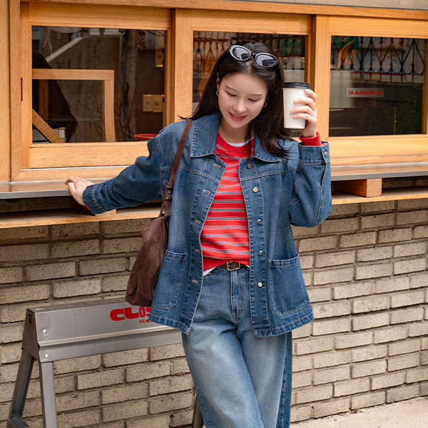 데일리 포켓 Washing Blue Jacket