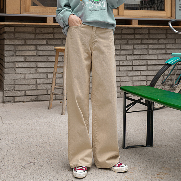 로우 와이드 코튼 Pants
