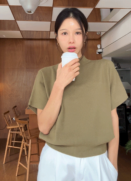 Amber Soft Half-neck Short-sleeve Knitwear Korea