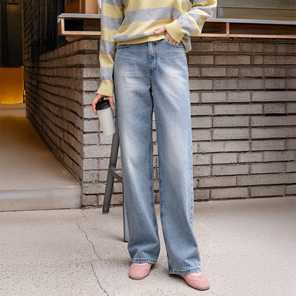 Long Log Wide Denim Pants