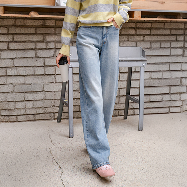 Long Log Wide Denim Pants