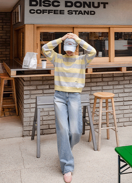 Long Log Wide Denim Pants Korea