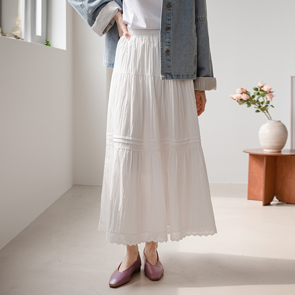 Wendy Banding Frill Long Skirt