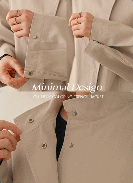Highneck color combination Trench Jacket Korea