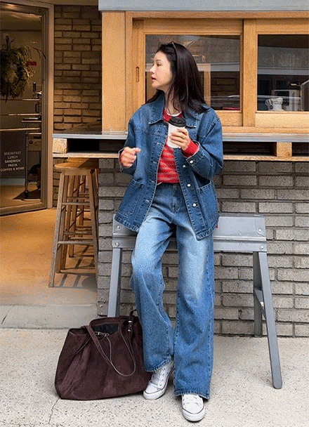 Daily Pocket Washing Blue Jacket Korea