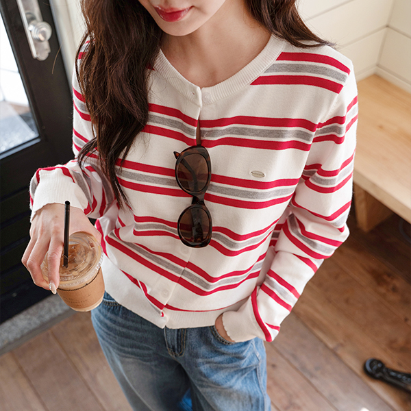 Marine Multi Stripe Cardigan