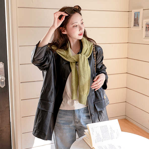 Peanut Half Leather Jacket