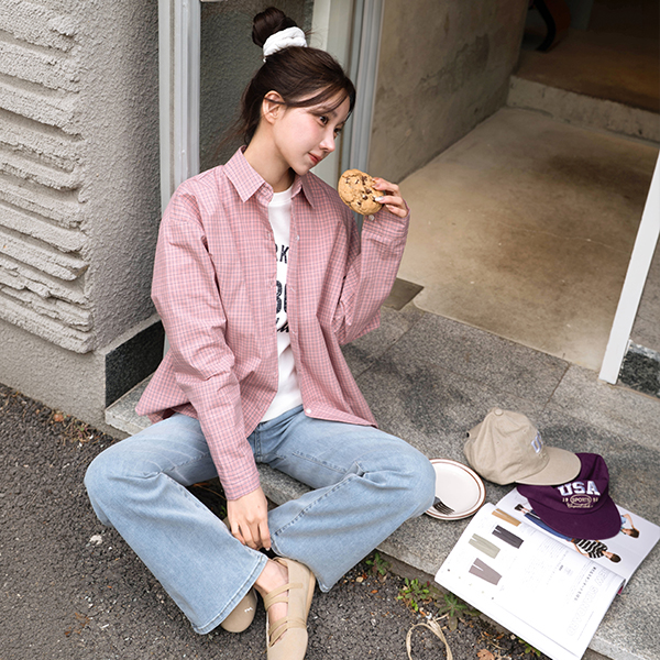 [USYOU] Back Patch Check Shirt