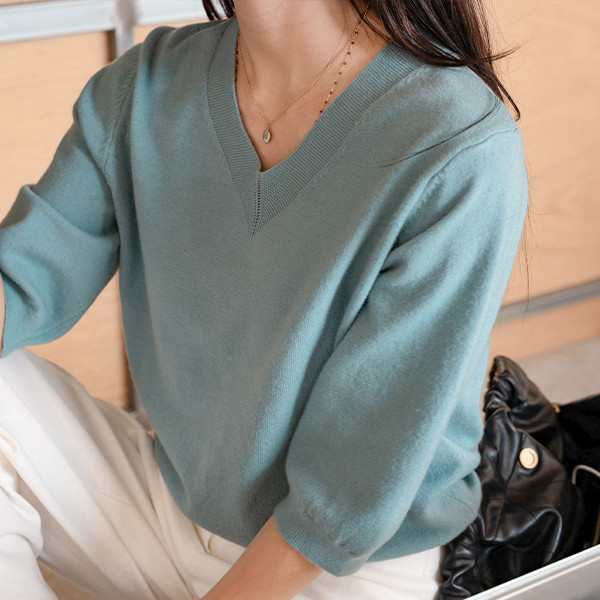 [Special Sale] 마틸다 v 3/4 sleeve 모달 Short-sleeve Knitwear