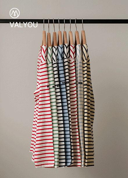 [valyou] Dear Patch Horizontal striped T-shirt Korea