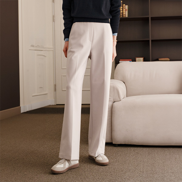 Kku-ahn-kku Banding Pants 2ver (Straight Wide)