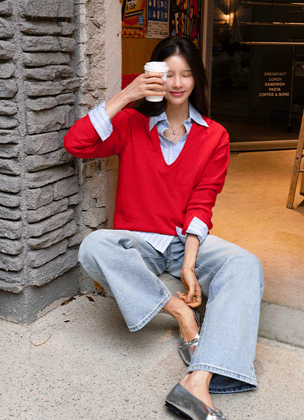Pendant Stripe Wrap Shirt Korea