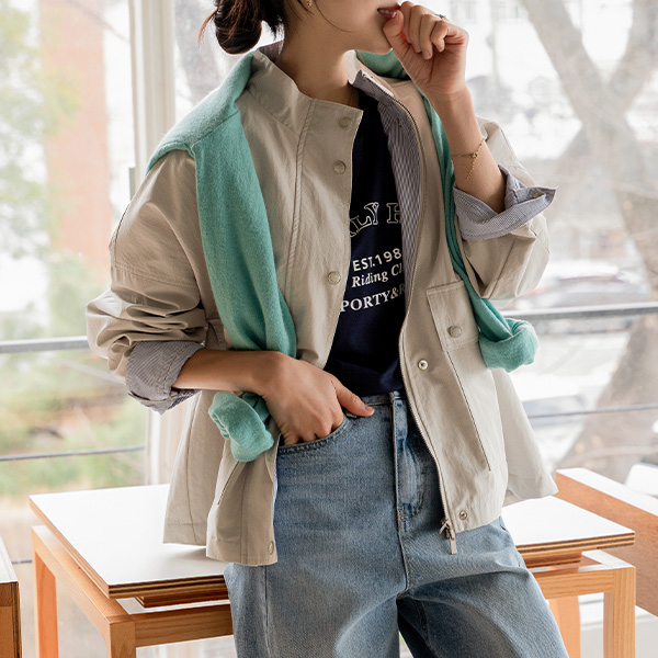 반하이넥 스냅 Color Matching Jumper