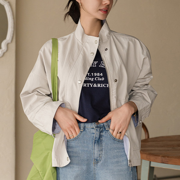 반하이넥 스냅 Color Matching Jumper