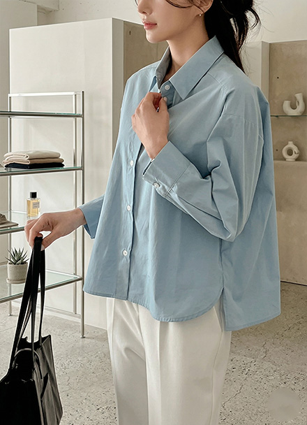 Basic Semi Crop Shirt Korea