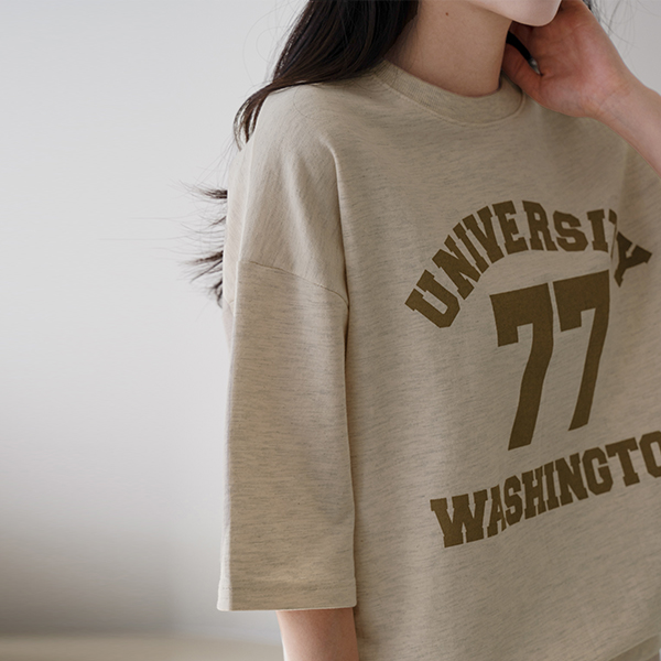 Uni 77 Printed 3/4 sleeve sweatshirt
