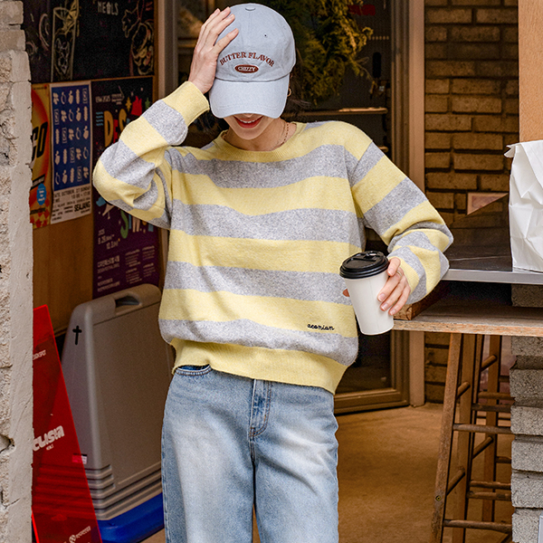 Posey Embroidery Stripe Knitwear