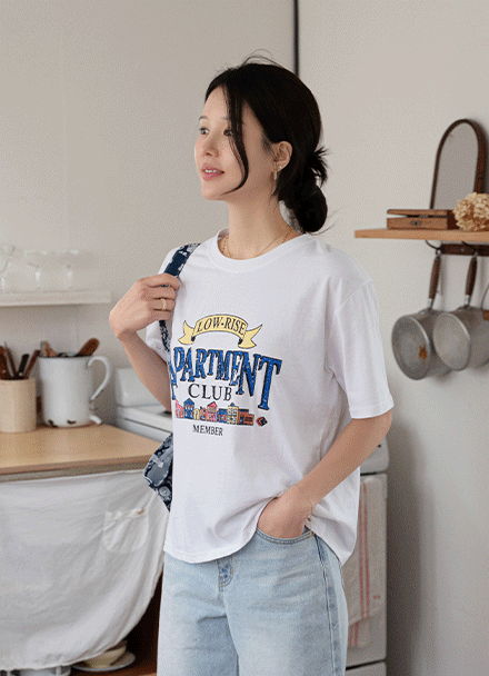 Apartment Printing Crack Short-sleeve T-shirt Korea