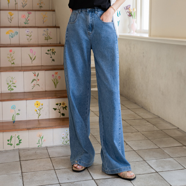 Viscose Snap Wide Denim Pants